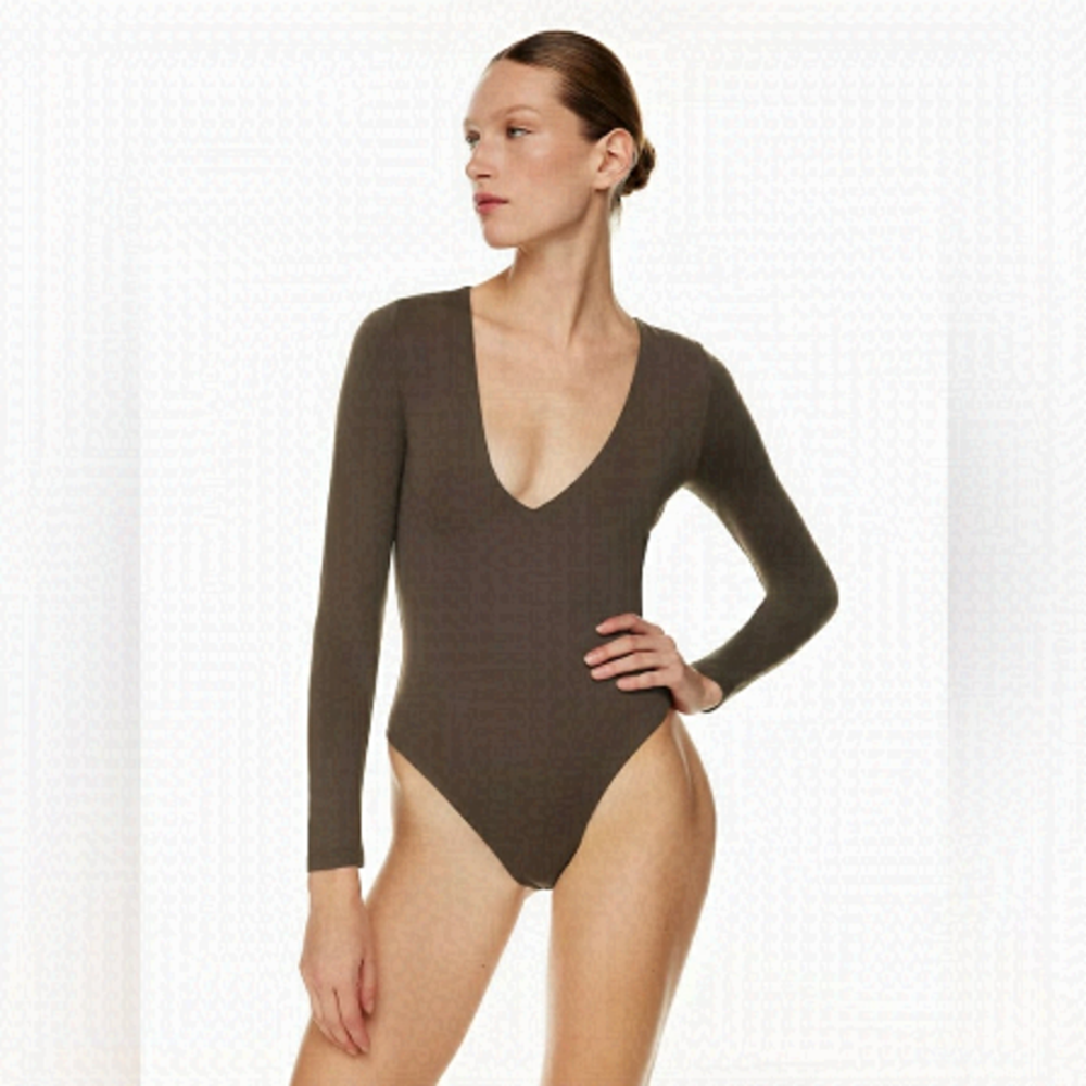 Aritzia Babaton Contour V-Neck Longsleeve Bodysuit